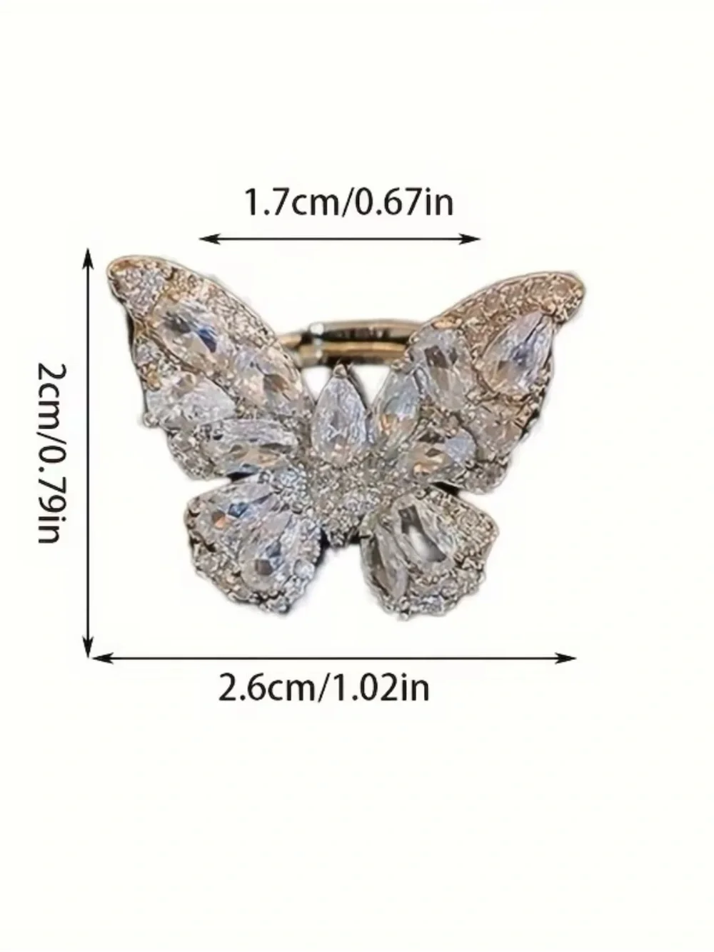 NEW! Crystal Butterfly Statement Ring. Adjustable Butterfly Ring 🦋 - Picture 8 of 9
